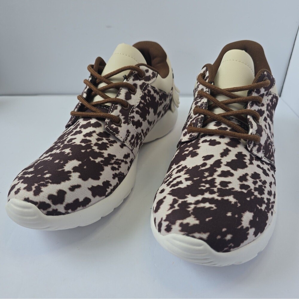 Cow Print Crazy Train Country Line Kicks Athletic Shoes Size 9